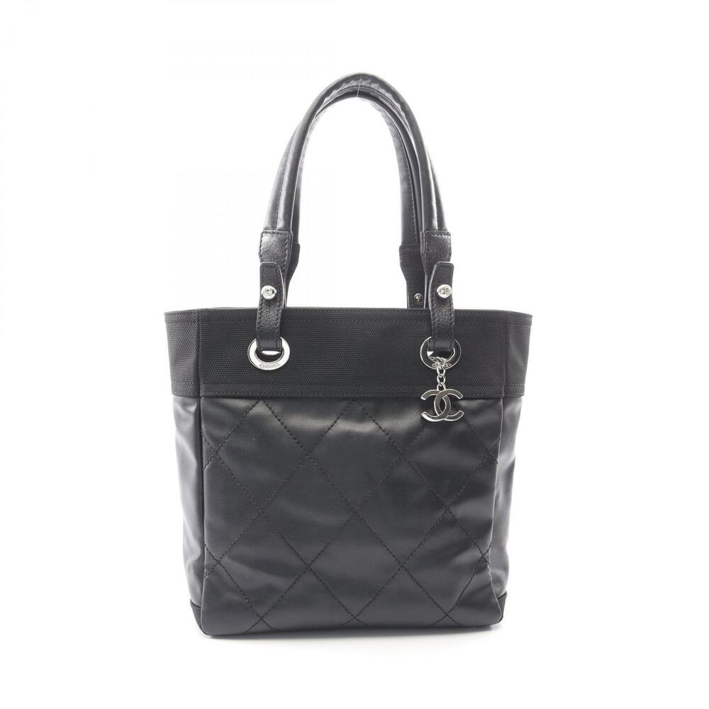 Chanel Paris Biarritz Tote Bag Canvas Leather Black